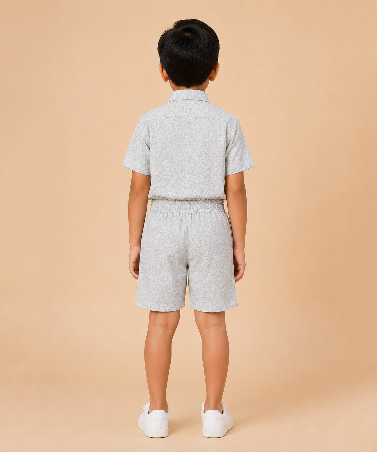 Polyester Printed Shirt and Shorts Set for Boy Kids Casual Wear Half Sleeve Co-Ord Set with Elastic Waist Shorts | Age 6 to 7 Years