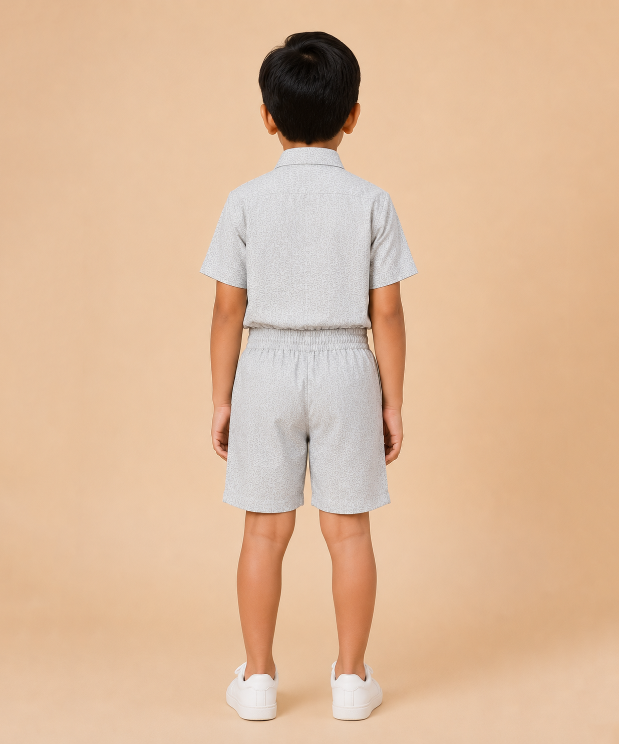 Polyester Printed Shirt and Shorts Set for Boy Kids Casual Wear Half Sleeve Co-Ord Set with Elastic Waist Shorts | Age 6 to 7 Years
