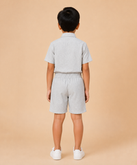 Polyester Printed Shirt and Shorts Set for Boy Kids Casual Wear Half Sleeve Co-Ord Set with Elastic Waist Shorts | Age 6 to 7 Years