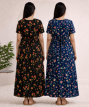 Maternity Feeding Maxi Dress | Nursing Friendly Nighty Style (Pack of 2 Pieces)