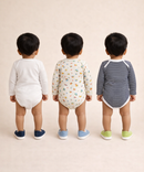 Boy & Girl Baby Long Sleeve Bodysuit | 100% Pure Cotton | Age 0-12 Months (Pack of 3 Combo)