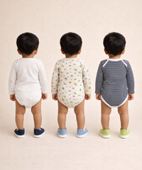 Boy & Girl Baby Long Sleeve Bodysuit | 100% Pure Cotton | Age 0-12 Months (Pack of 3 Combo)