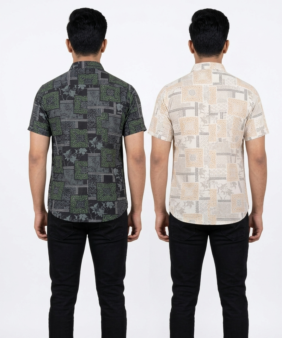Men's Printed Casual Half Sleeve Shirt | Size - L,XL,2XL | Regular Fit Summer Resort Shirts for Men | Pack Of 2 Piece Combo
