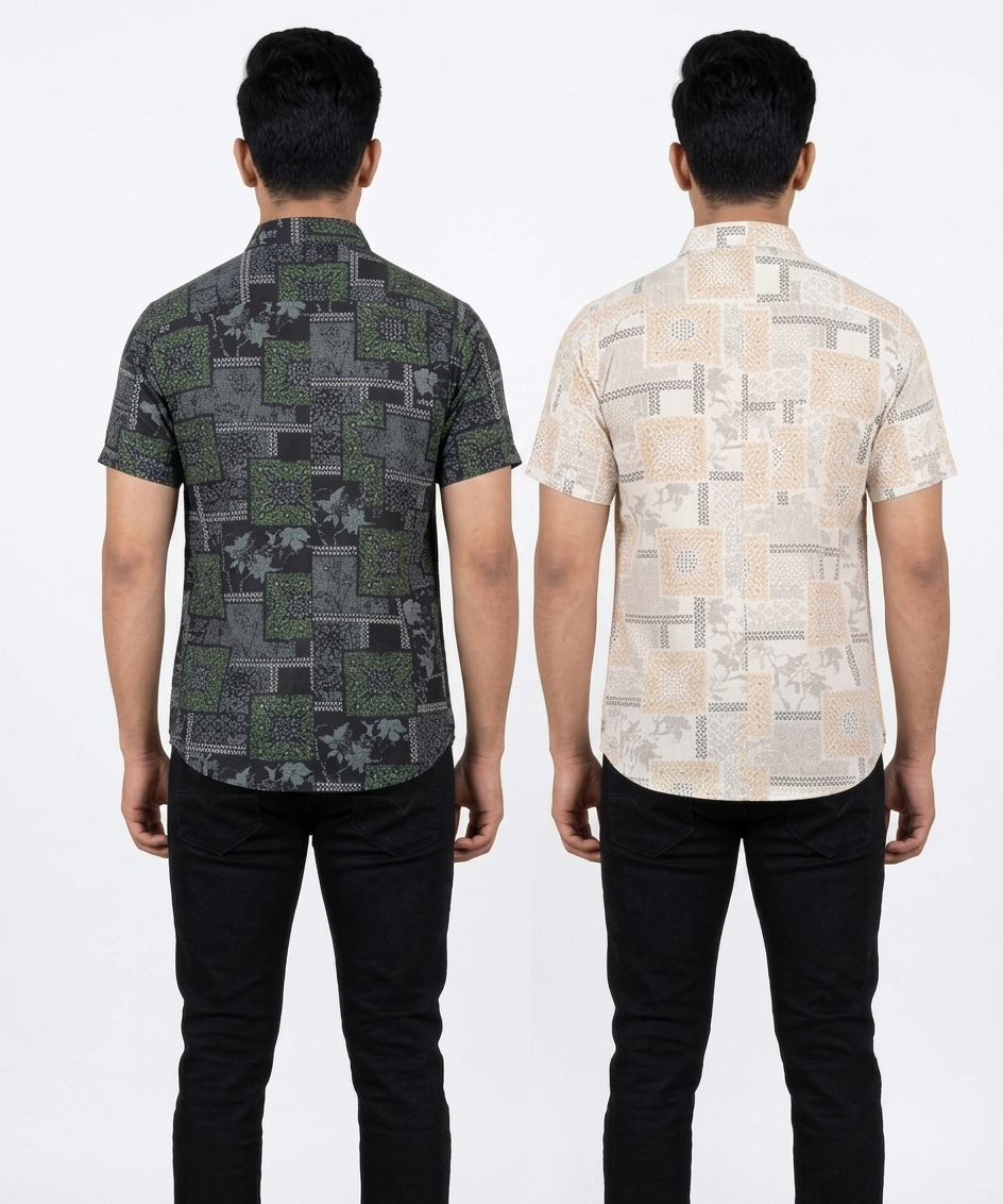 Men's Printed Casual Half Sleeve Shirt | Size - L,XL,2XL | Regular Fit Summer Resort Shirts for Men | Pack Of 2 Piece Combo