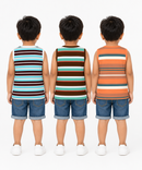 Cotton Stripes Kids Sleeveless Tshirt (Pack of 3)