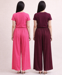 Crinkle Cotton Palazzo Pant | Casual Night wear for Women (Pack of 2)
