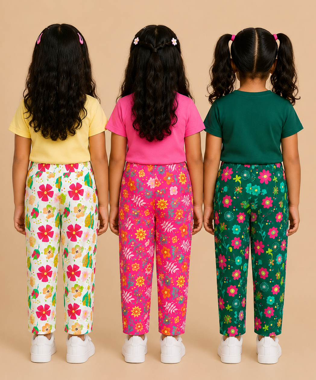Pure Cotton Girls Printed Track Pant for Casual Night wear for Kids | Age 0 To 8 Years (Pack of 3)