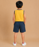 Boys Cool Dude Bear Print | Sleeveless T-Shirt & Shorts Co-ord Set | Age 4 to 11 Years (Pack Of 1 Set)