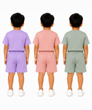 Kids Typography Print T-Shirt & Shorts Co-Ord Set for Boys | Age 6 Months-3 Years | Pack Of 3 Set Combo