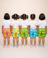 Girls Kids Pure Cotton Printed Shorts with Elastic Age 0 To 4 Years (Pack of 10)