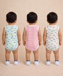 Boy & Girl Baby Sleeveless Bodysuit | 100% Pure Cotton | Age 0-12 Months (Pack of 3 Combo)