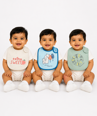 Baby Feeding Bibs 100% Pure Cotton for 3–12 Months (Pack of 3)