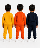 Boys Full Sleeve Cotton Winter Co-Ord Set | Typography Chest Printed Sweatshirt & Jogger Track Pant | Age 1 to 4 Years (Pack of 3 Sets)