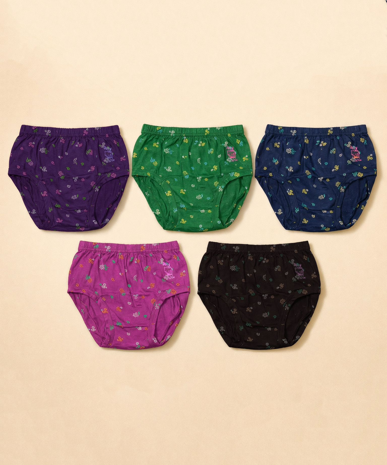 Girls Kids Jelly Print Underwear Brief 100% Pure Cotton | (Pack of 5)