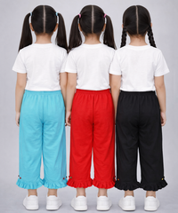 Pure Cotton Embroidered 3/4 Pajama Pant for Casual wear for Girl Kids Age 0 To 6 Years (Pack of 3)