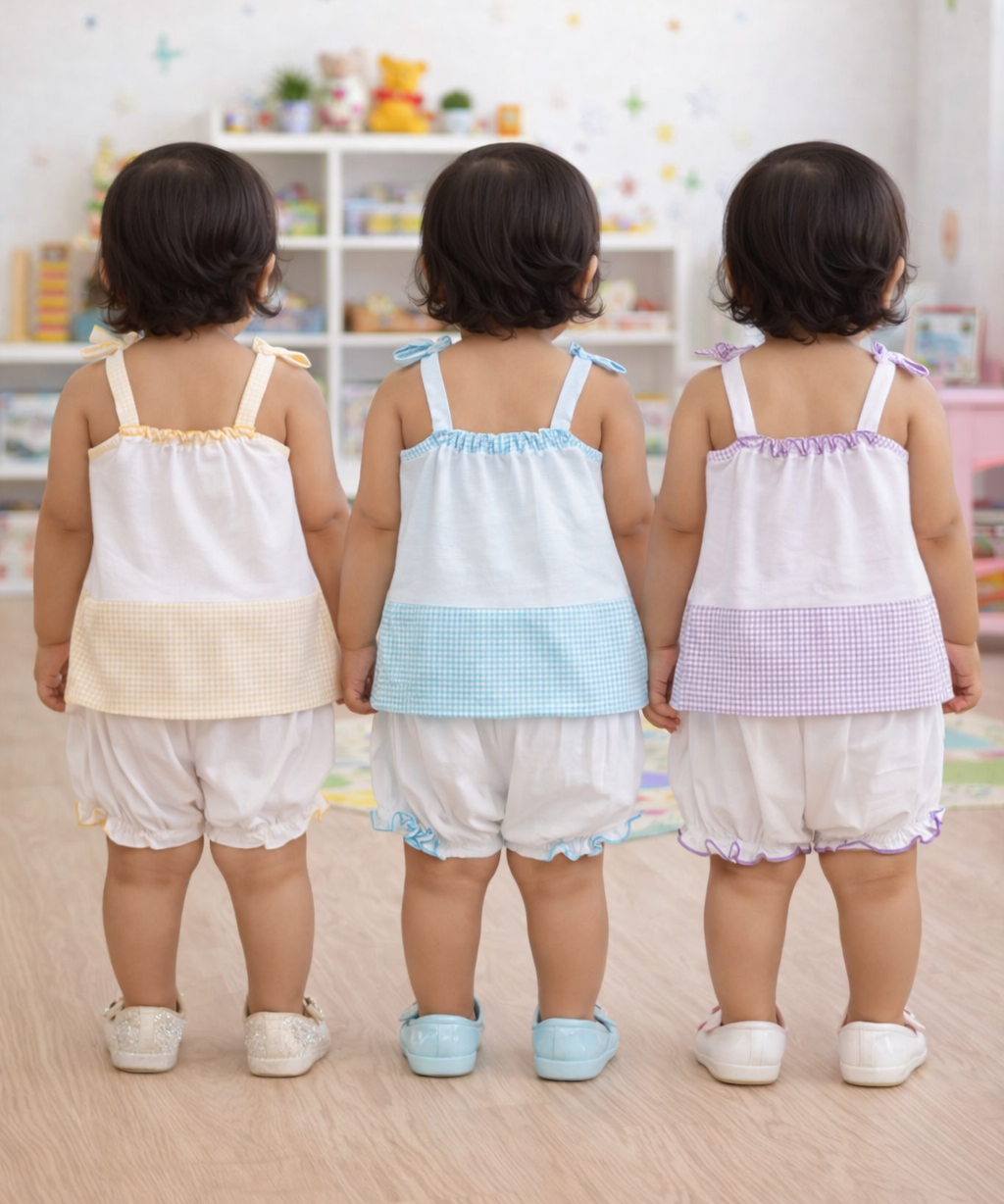 Boy & Girl Baby Printed Top Knot Dress | Top and Shorts Set | 100% Pure Cotton (Pack of 3 Sets Combo)