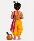 Little Krishna Fancy Dress Costume for Boys & Girls | 0 to 10 Years | Traditional Janmashtami Krishna Outfit with Crown, Flute & Accessories