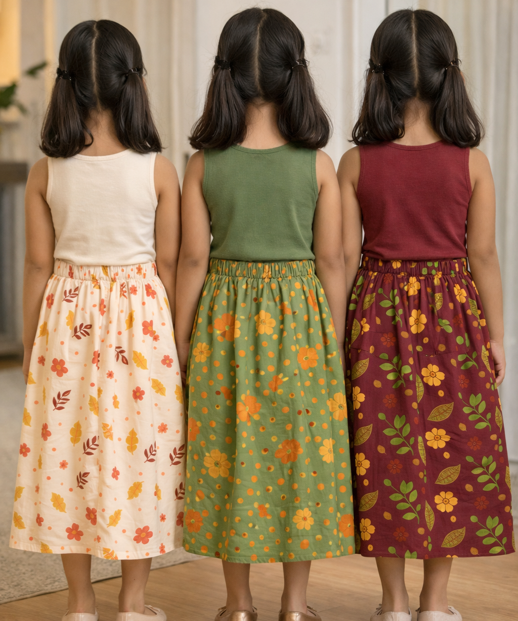 Rayon Floral Printed Skirt | Casual wear for Girl Kids Age 1 To 6 Years (Pack of 3)