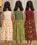 Rayon Floral Printed Skirt | Casual wear for Girl Kids Age 1 To 6 Years (Pack of 3)