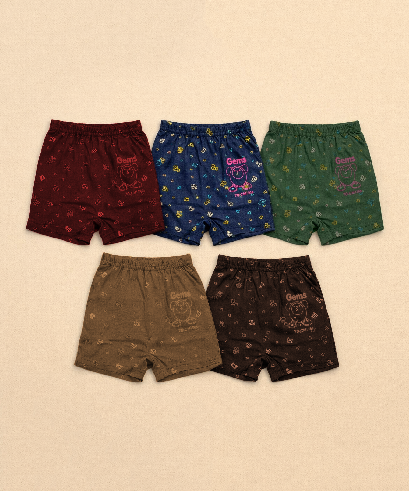 Boy Kids Gems Print Underwear Brief 100% Pure Cotton | (Pack of 5)
