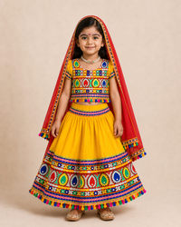 Girls Traditional Radha Style Lehenga Choli with Dupatta | Age 3 to 8 Years