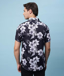 New Life Mens Lycra Shirt, Floral Printed Shirt, Half sleeve Print Shirt, Men’s Regular Fit Shirt, Stretchable Spread Shirt