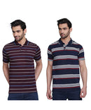 Mens Polo or Collar Stripes Tshirt with Pocket (Pack of 2)