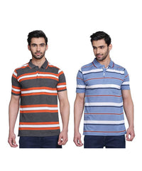 Mens Polo or Collar Stripes Tshirt with Pocket (Pack of 2)