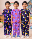 Boys Cotton Cartoon Printed Kids Co-ord Set Combo | Age 0 to 5 Years | T-shirt & Track pant (Combo Set Pack of 3)