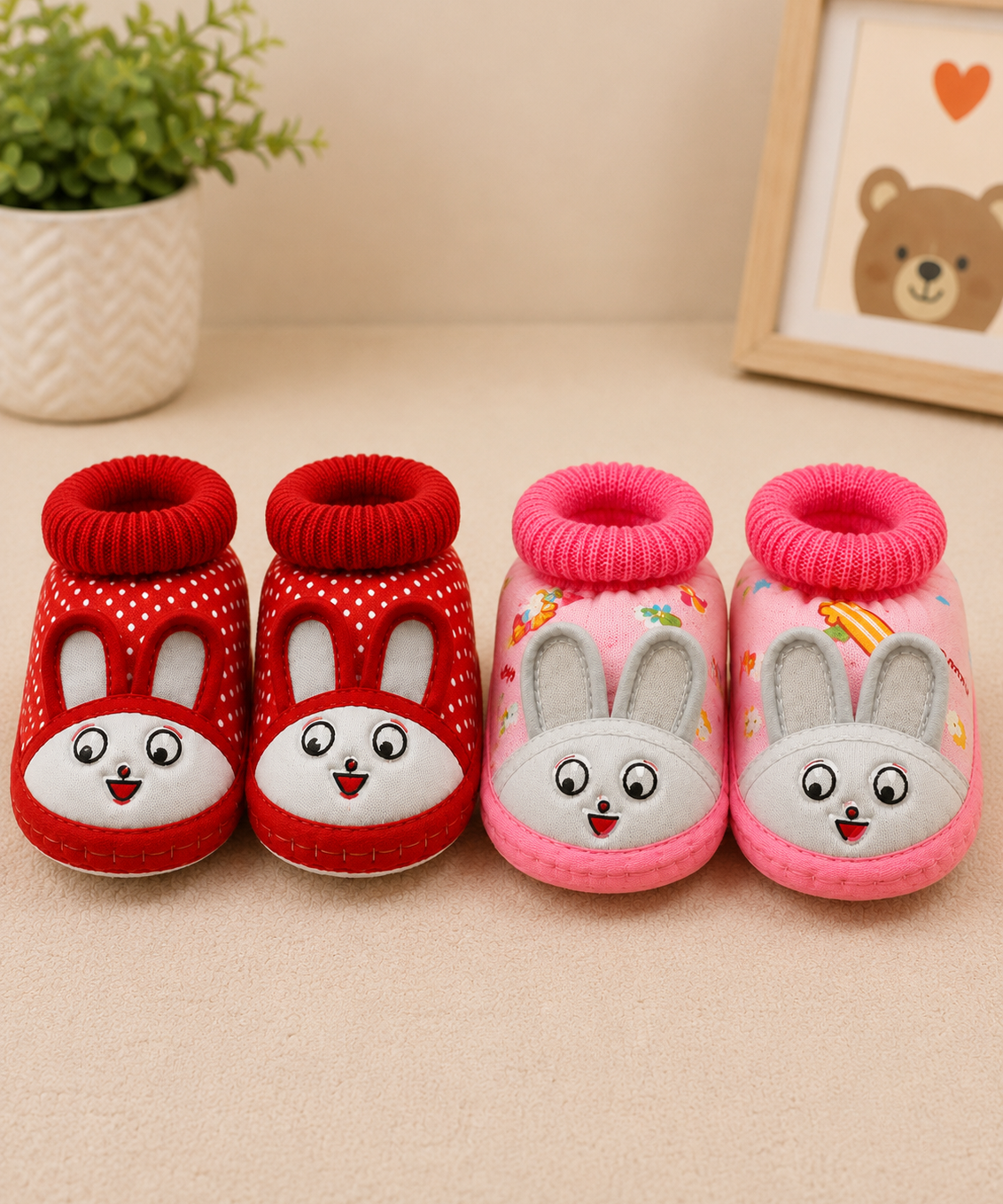 Baby Cartoon Printed Soft Sole Booties Shoes for Infants & Toddlers | Pack of 2 Pairs Set Combo
