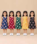 Girls 100% Cotton All Over Printed 2 To 5 Years Gown Dress/Frock Dress (Pack of 5)