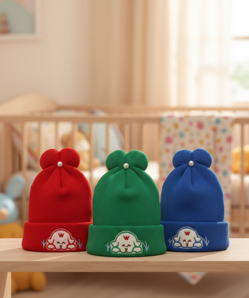 Premium Soft Cotton Baby Beanie Cap for Babies and Kids | Imported Woolen Fabric