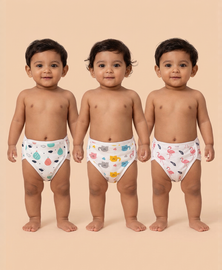 Baby Printed Cotton Nappy/Langot | Soft Muslin Fabric | 0–6 Months (Pack of 3 Pieces)