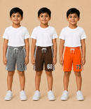 Kids Double Side Stripe Sports Shorts | Cotton Casual Shorts for Boys | Age 6-9 Years | Pack Of 3 Pieces Combo
