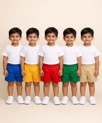 Pure Cotton Plain Shorts for Boys Kid with Elastic Age 1 to 4 Years (Pack of 10)