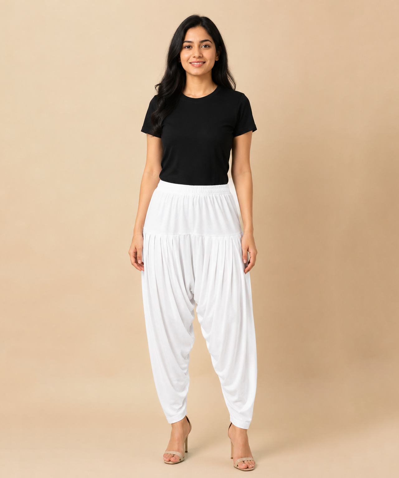 Women's Solid White Color Patiala Pant | Size L, XL, 2XL, 3XL | Comfortable Ethnic Salwar Bottom for Daily Wear