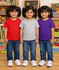Kids Cotton Girls Tshirt Plain Multi Color | Age 0 to 6 Years (Pack of 3 Pieces)
