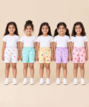 Girls Printed Cotton Shorts | Soft Elastic Waist Casual Shorts | Age 4 to 12 Years (Pack of 5 Pieces)