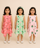 Fish Frock Floral Printed | Casual wear for Girl Kids Age 1 To 6 Years (Pack of 3)