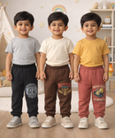 Cotton Track Pant with Bottom Cuff | Random Cartoon Printed | Age 0 to 5 Years (Pack of 3 Pieces)