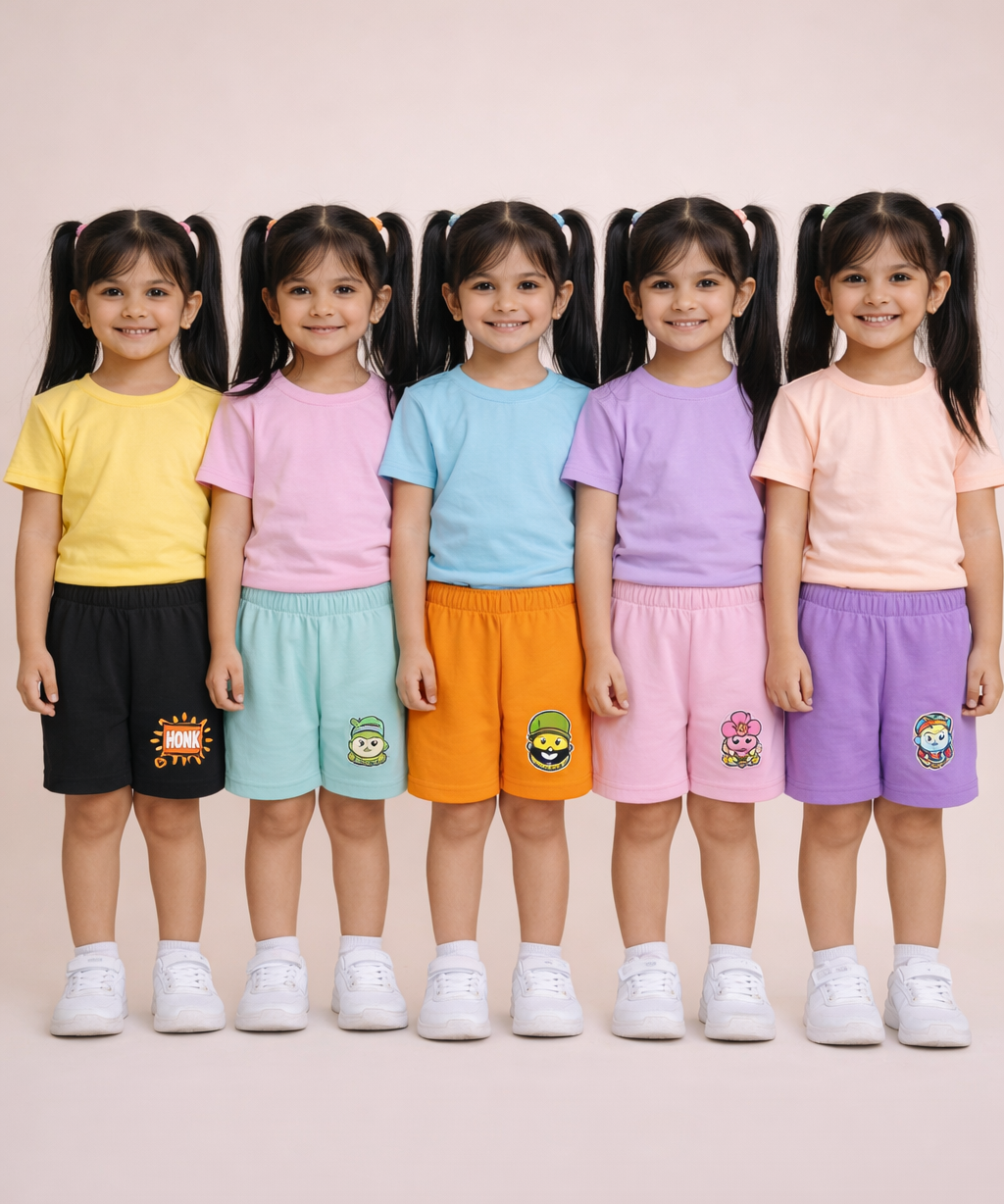 Girl Kid Cotton Printed Shorts | Random Cartoon Printed | Age 1 to 6 Years (Pack of 5 Pieces)