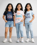 Girls Printed Casual Round Neck T-shirt (Pack of 3 Pieces)