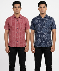Men's Printed Casual Half Sleeve Shirt | Size - L,XL,2XL | Regular Fit Summer Resort Shirts for Men | Pack Of 2 Piece Combo