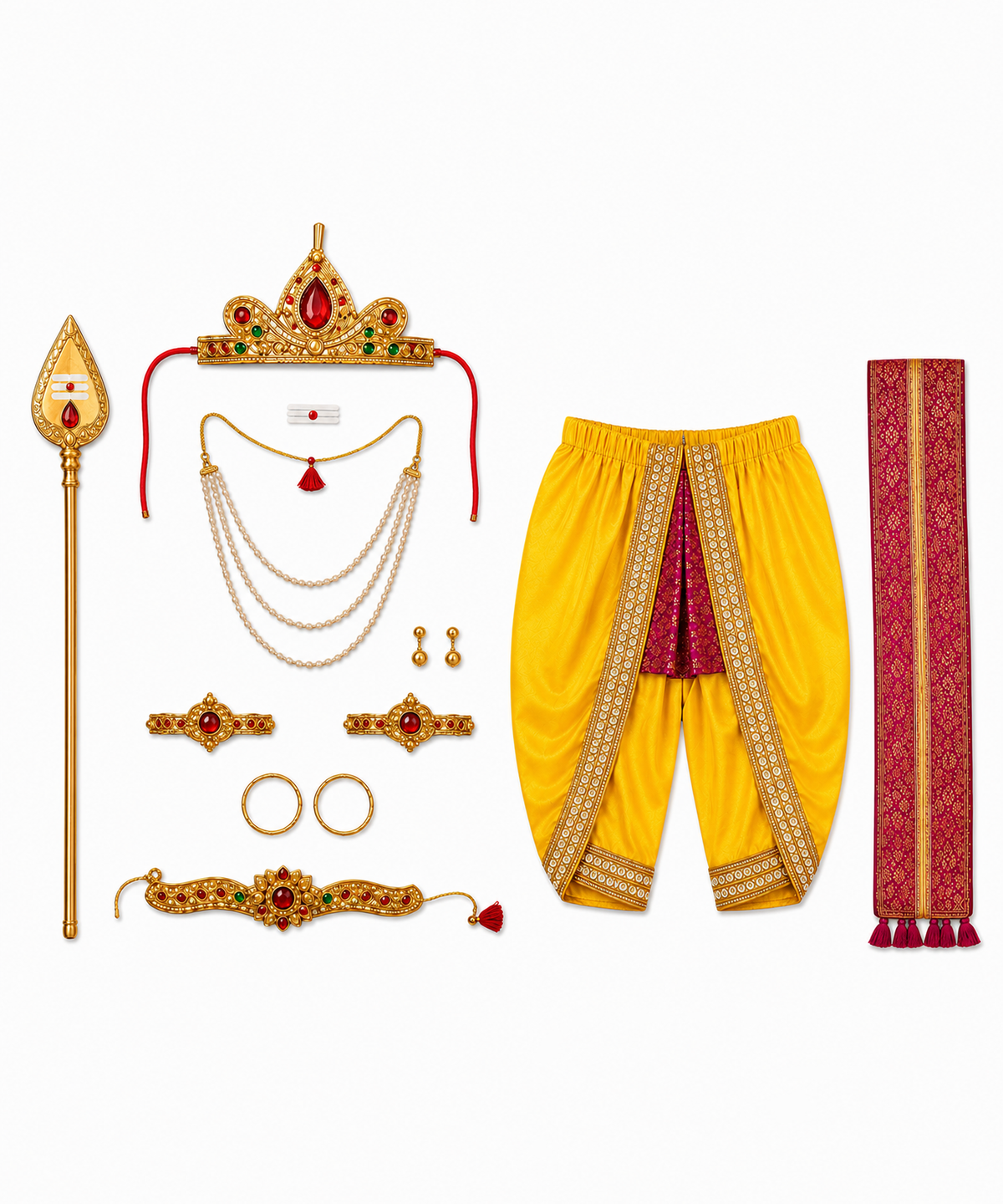 Baby Lord Murugan Fancy Dress Costume Set with  Crown & Temple Jewellery | Premium Traditional Kids Devotional, Lord, God Costume