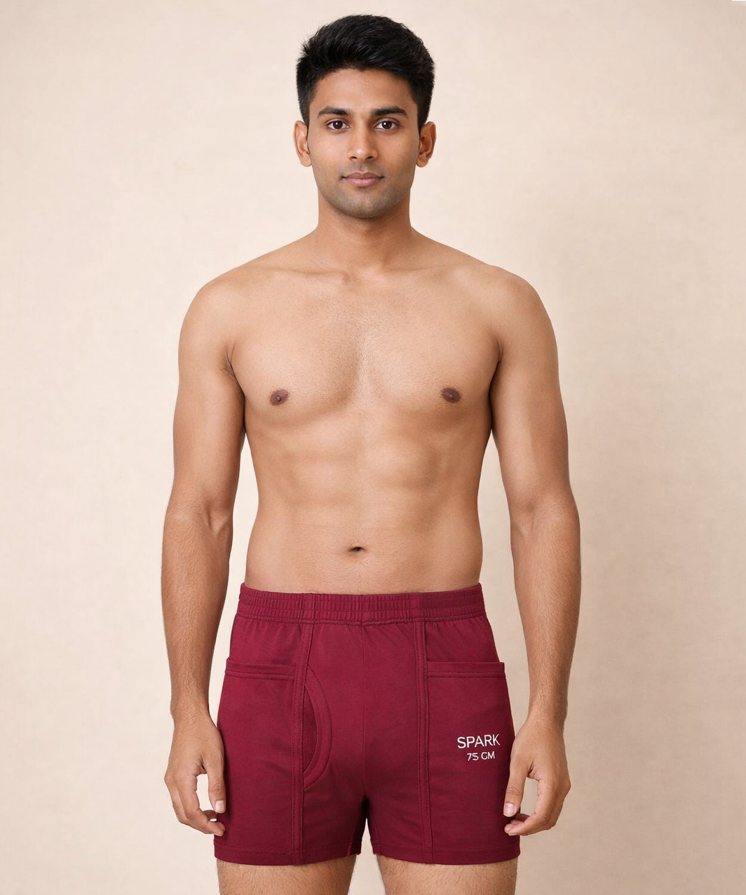 Fitto Spark Men's Fine Pocket Trunk Plain Brief 100% Pure Cotton | (Pack of 5)