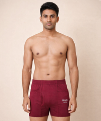 Fitto Spark Men's Fine Pocket Trunk Plain Brief 100% Pure Cotton | (Pack of 5)