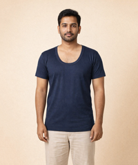Fitto Men's Vest Ticker Plain Low Neck Half Sleeve Cotton | 5 Pack Combo | Soft Breathable Innerwear