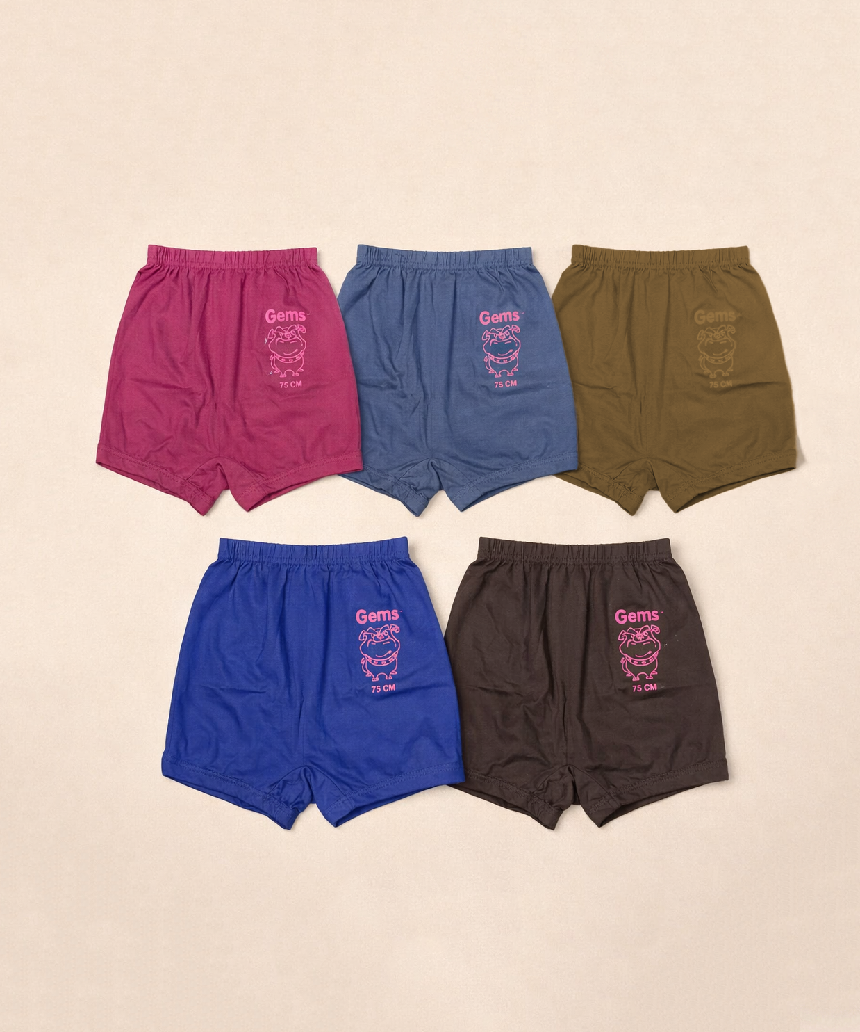 Boy Kids Gems Plain Underwear Brief 100% Pure Cotton | (Pack of 5)