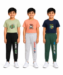 Boys Graphic Printed T-Shirt & Typography Track Pant Co-Ord Set | Age 2-5 Years | Pack Of 3 Set