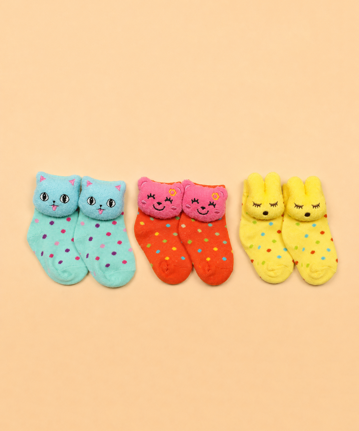 Cute Cartoon Animal Baby Kids Ankle Socks | Age 0-12 Months | Soft Cotton Anti-Slip Toddler Socks for Boys & Girls | 3 Pack Combo